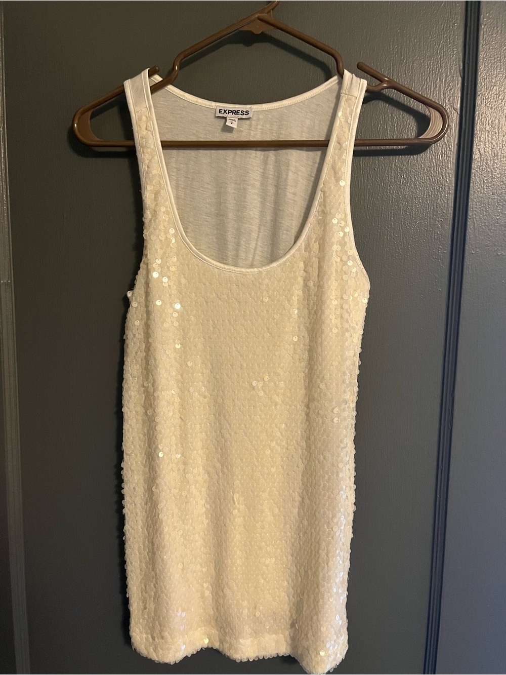 Express Ivory Sequin Tank Dress